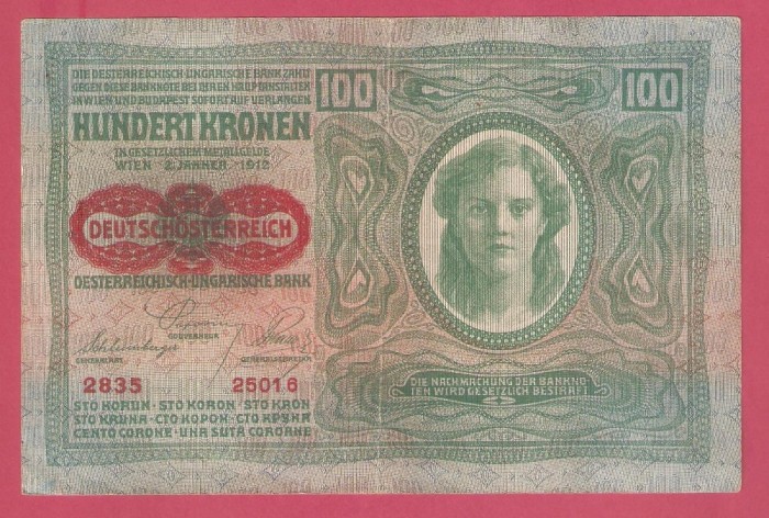 AUSTRO-UNGARIA 100 KOROANE / 1912.