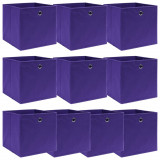 Cutii depozitare, 10 buc., violet, 32x32x32 cm, textil GartenMobel Dekor, vidaXL