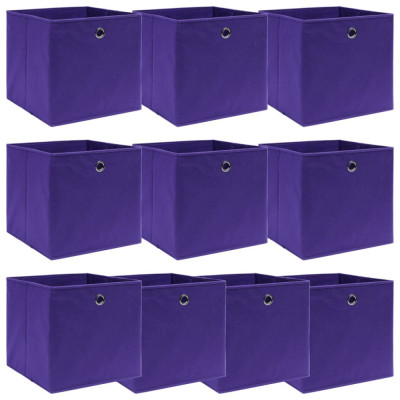 vidaXL Cutii depozitare, 10 buc., violet, 32x32x32 cm, textil foto