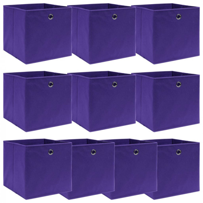 Cutii depozitare, 10 buc., violet, 32x32x32 cm, textil GartenMobel Dekor