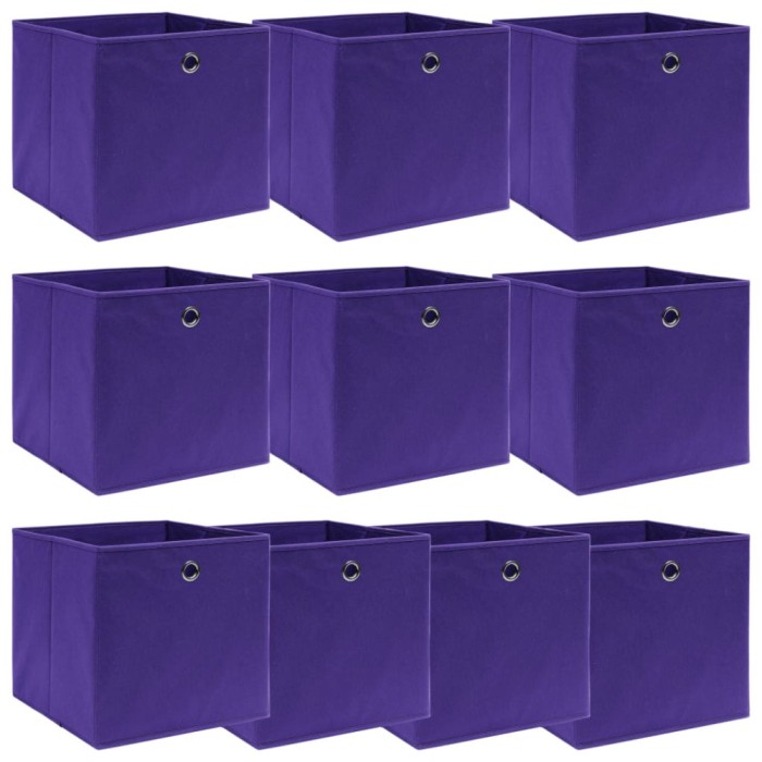 vidaXL Cutii depozitare, 10 buc., violet, 32x32x32 cm, textil 288355