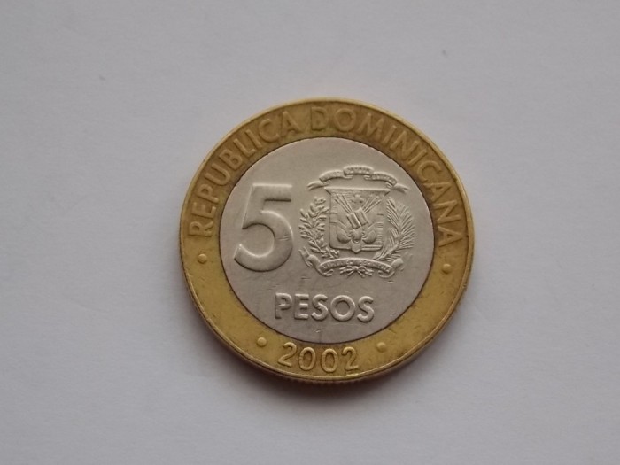 5 PESOS 2002 REPUBLICA DOMINICANA