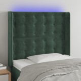vidaXL Tăblie de pat cu LED, verde &icirc;nchis, 93x16x118/128cm, catifea