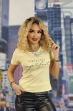 U832-9 Tricou casual cu imprimeu text &quot;perfectly imperfect&quot;