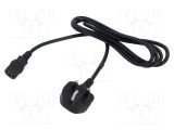 Cablu 3x1mm2 BS 1363 mufă IEC C13 mamă 1,2m negru POS