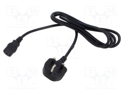 Cablu 3x1mm2 BS 1363 mufă IEC C13 mamă 1,2m negru POS foto