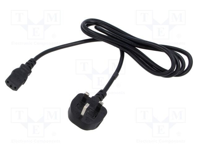 Cablu 3x1mm2 BS 1363 mufă IEC C13 mamă 1,2m negru POS