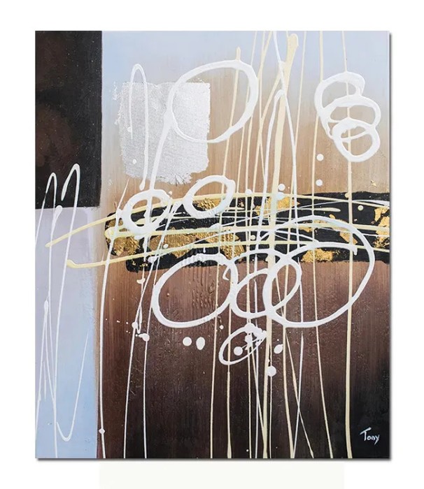Tablou abstract pictat manual, Imaginatie, 60x50cm ulei pe panza in relief, gata de agatat pe perete