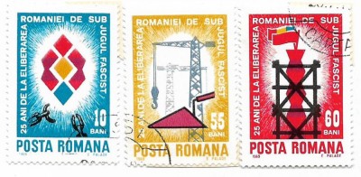 Romania (314) - A 25-a aniversare a eliberarii Romaniei de sub jugul fascist, 1969 - serie obliterata foto