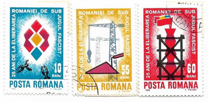 Romania (314) - A 25-a aniversare a eliberarii Romaniei de sub jugul fascist, 1969 - serie obliterata
