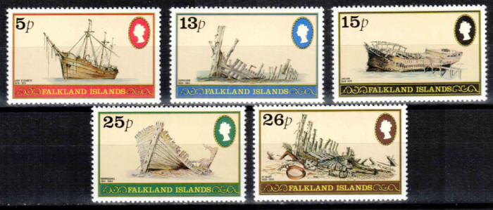 Falkland 1982, Mi #341-345**, navigatie, corabii, naufragii, MNH! Cota 5 &euro;!