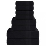 VidaXL Set prosoape 8 buc Negru 360 g/m&sup2; 100% bumbac