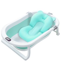 Cada de Baie APF&reg; cu Scurgere , Pliabila , Portabila cu Termometru si Perna pentru Bebelusi,Albastru
