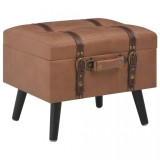 Taburet cu depozitare, 40 cm, maro, piele ecologică, vidaXL