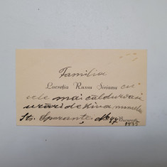 rara carte de vizita Lucretia si Ioan Russu Sirianu (1864-1909), deputat