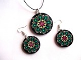 Set bijuterii lemn cu mandala 42834, Set bijuterii handmade