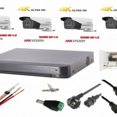 Sistem supraveghere video ultra profesional Hikvision 4 camere Ultra HD 8MP 4K, DVR 4 canale, full accesorii, live internet SafetyGuard Surveillance