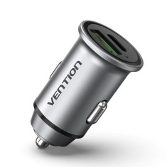ALIMENTATOR SmartPhone Auto Vention Two-Port USB A+C(18/20) Car Charger Gray Mini Style Aluminium Alloy Type, &quot;FFBH0&quot; (timbru verde 0.18 lei)