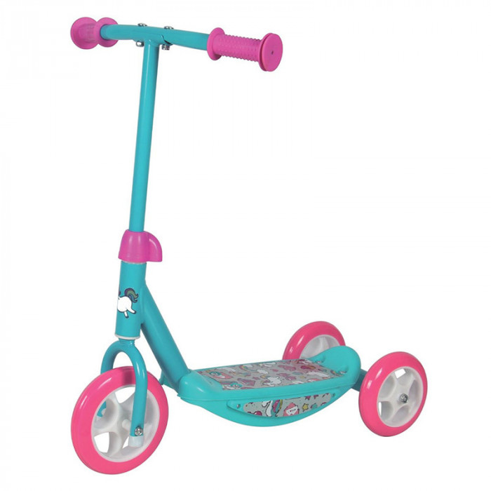 Trotineta pentru copii Scooter, 3 roti, inaltime reglabila, maxim 25 kg, 3 ani+, Turcoaz/Roz