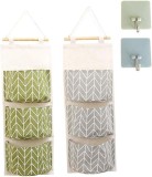 Set de 2 organizatoare de perete Allucky, lemn/textil, bej/verde/gri, 59 x 20 cm