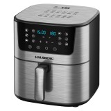 Friteuza digitala cu aer cald Hausberg, 1650-1900 W, 12 programe, capacitate 7.5L, ventilator racire, Inox