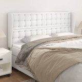 Tablie de pat cu aripioare, alb, 163x23x118/128 cm, piele eco GartenMobel Dekor, vidaXL