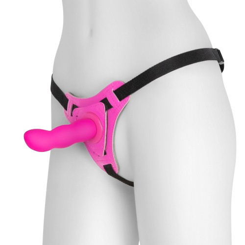 Dildouri strap-on - Crushious Snapper Strap On Roz Ham Ajustabil cu Dildo din Silicon