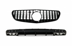 Difuzor Bara Spate cu Grila Neagra Centrala Fata Mercedes S-Class C217 Coupe (2014-2017) S63 GT-R Design Performance AutoTuning foto