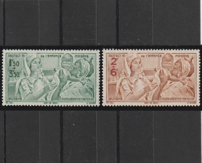 Guyana , Colonii franceze 1942 - Omnibuse , Ajutorul pentru copii , serie 2 valori, dantelate , MNH , Mi.193-194 foto