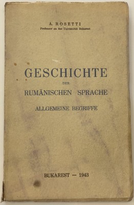 Alexandru Rosetti - Geschichte der rumanischen sprache autograf dedicatie foto