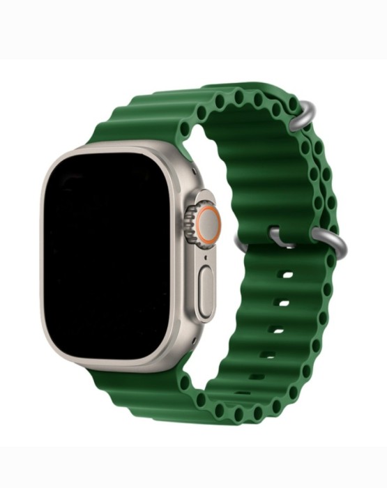 Curea smartwatch,THD, modelul Ocean, compatibila cu Apple Watch Ultra2 49 mm, Apple Watch 45 mm seria 9, Apple Watch SE 44 mm, marime universala, verd