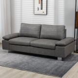 HOMCOM Canapea moderna dubla de lux cu 2 locuri, canapea tapitata cu brate reglabile pentru camera de zi, birou, gri