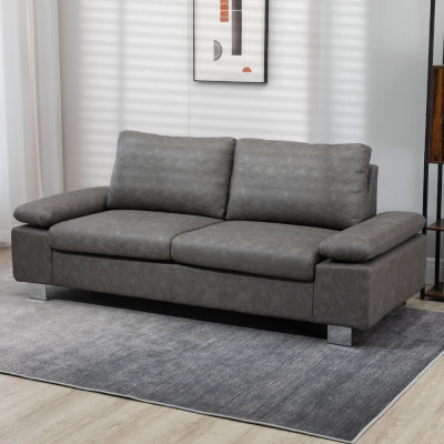 HOMCOM Canapea moderna dubla de lux cu 2 locuri, canapea tapitata cu brate reglabile pentru camera de zi, birou, gri foto