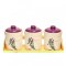 Set 3 recipiente ceramice condimente cu suport din lemn Lavanda
