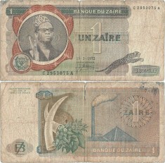 1972 ( 15 III ) , 1 zaire ( P-18a.1 ) - Zair foto