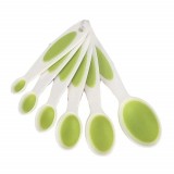 Set 6 linguri de dimensiuni diferite Pufo pentru masurat ingrediente, condimente, alb/verde