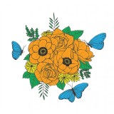 Sticker decorativ, Buchet de flori, Maro, 120 cm, 1170ST-33