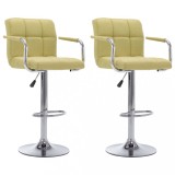 vidaXL Scaune de bar, 2 buc., verde, material textil 283424