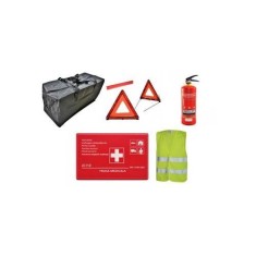 Kit siguranta auto complet omologat RAR Trusa medicala 2 Triunghiuri Stingator 1kg Vesta + Geanta depozitare
