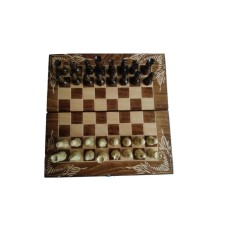 Set de șah din lemn 25x25cm cutie de tablă de șah piesă de șah scupltate soldat special puluri zaruri