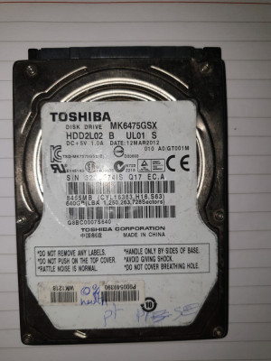 hard laptop -SATA- de 640 gb TOSHIBA -pentru piese - foto