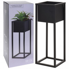 H&S Collection Ghiveci de flori cu suport, negru, 60 cm, metal GartenMobel Dekor