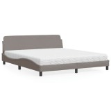 VidaXL Pat cu saltea, Dover, gri taupe, 180x200 cm, textil 3208448