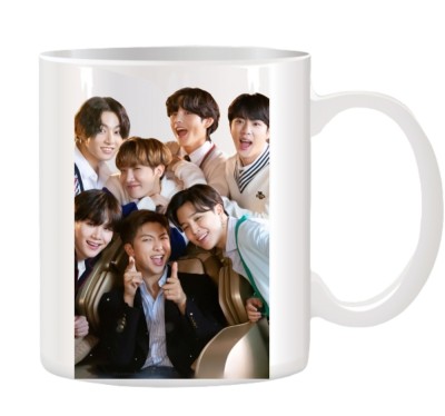 Cana alba personalizata &amp;quot;BTS Bangtan Boys Crew Formatie&amp;quot;, INOVATIX&amp;reg;. 330ml foto