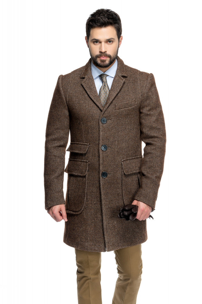 Palton barbati slim maro B125 | Okazii.ro
