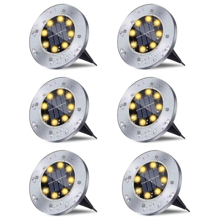 Set 6x Lampa Cu Incarcare Solara Rapida SI Timp Mare De Utilizare, alb cald, Tip Spot Cu 8 Leduri, Pentru Gradina, WaterProof, IP65, Carcasa Din Metal