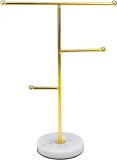 Stand de bijuterii KARAA, metal/marmura, auriu/alb, 24,5 cm