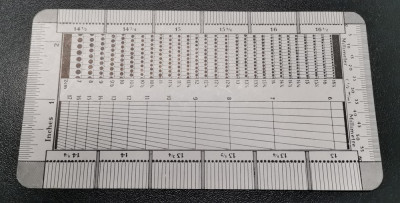 Odontometru pentru măsurat dantelatura timbre foto