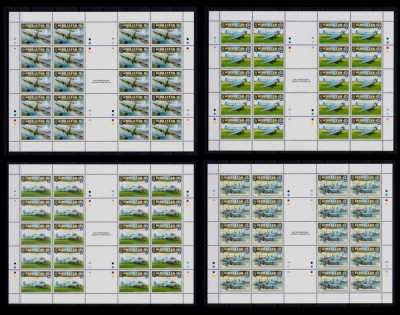 ✅Gibraltar 2011 &amp;quot;A 75-a aniversare - avionul Spitfire Supermarine &amp;quot; , serie Mi. 1443/1446 in minicoli de 20 , cota 140 &amp;euro; , nominal 60.20 GBP , MNH foto