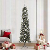 vidaXL BraddeCrăciunartificial cu lumini cu bandă LED Verde 210cm PVC